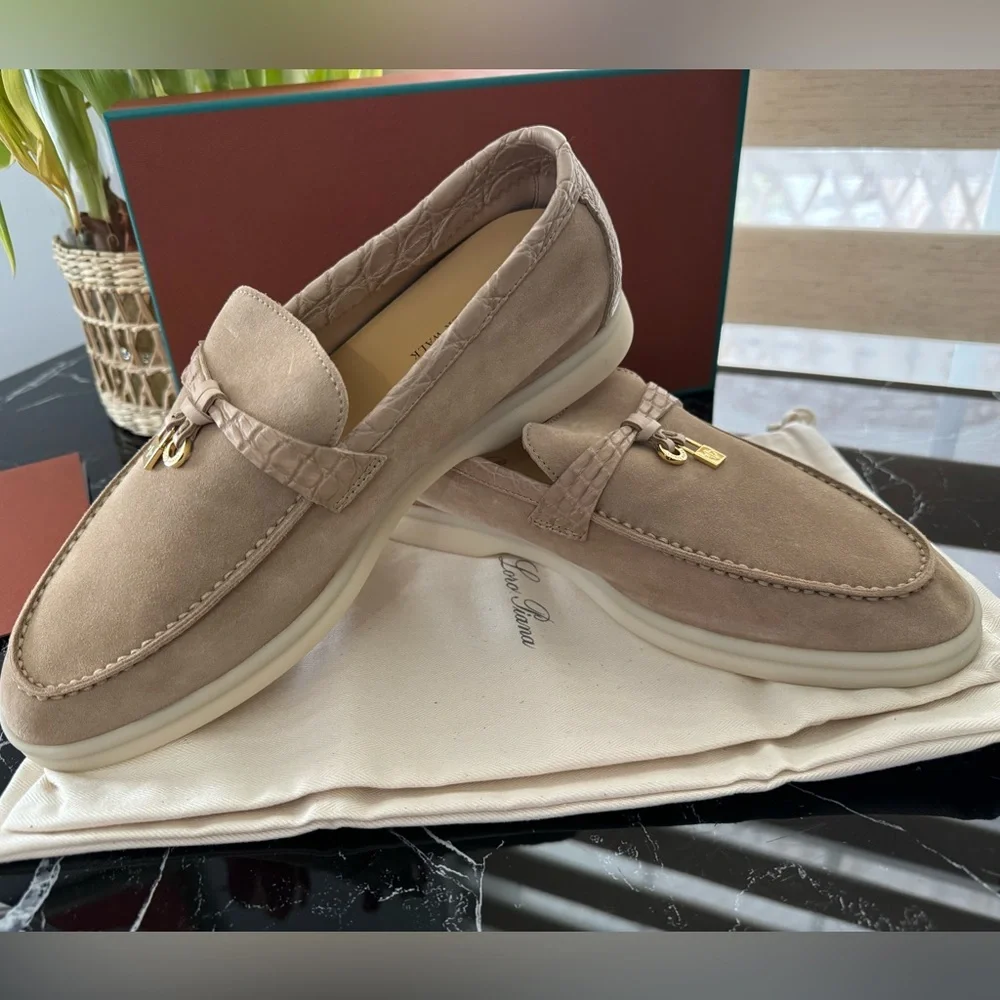 靴 loro piana summer walk 39 Summer Walk Loafer Suede Light Wood Smoke | Loafers Loro Piana US